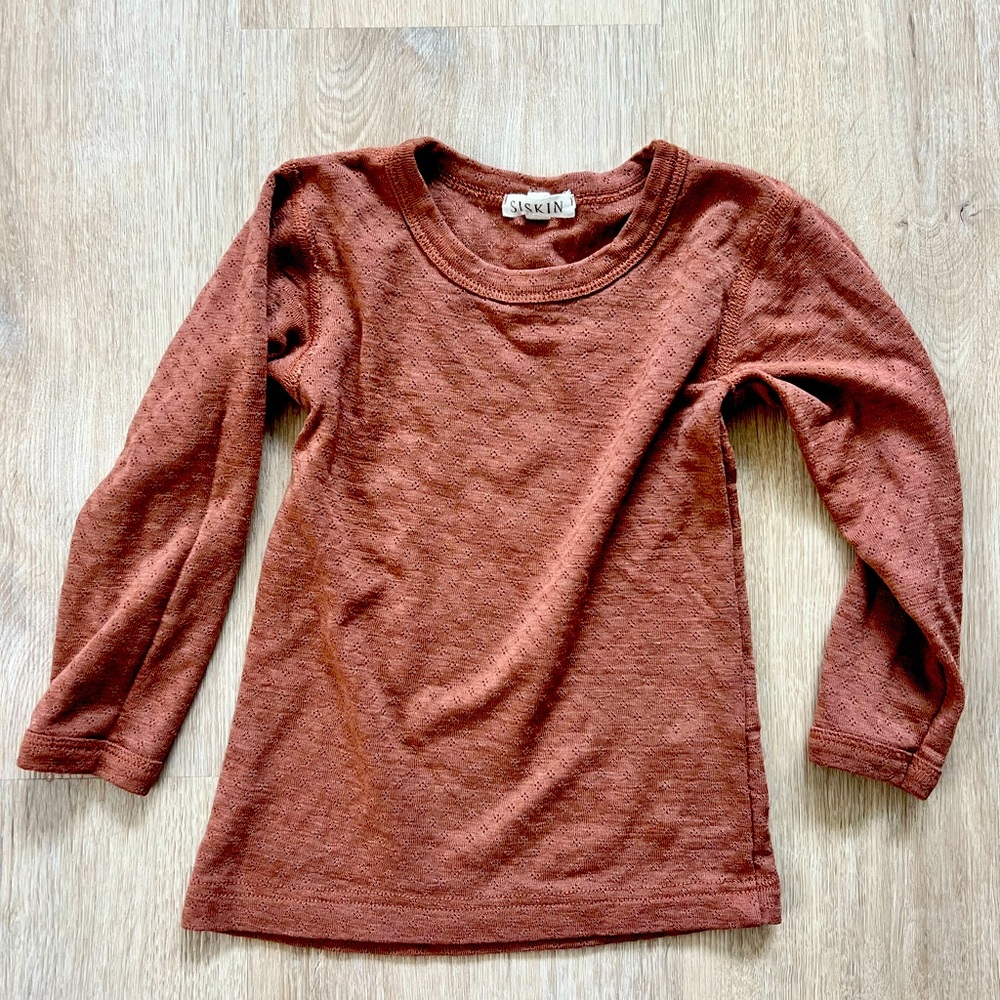 18M long sleeve wool tee - rust brown